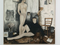 Brett Charles Seiler: Time together, far apart (Jonas and Willem), 2025, bitumen and wall paint on canvas, 200 x 200 cm